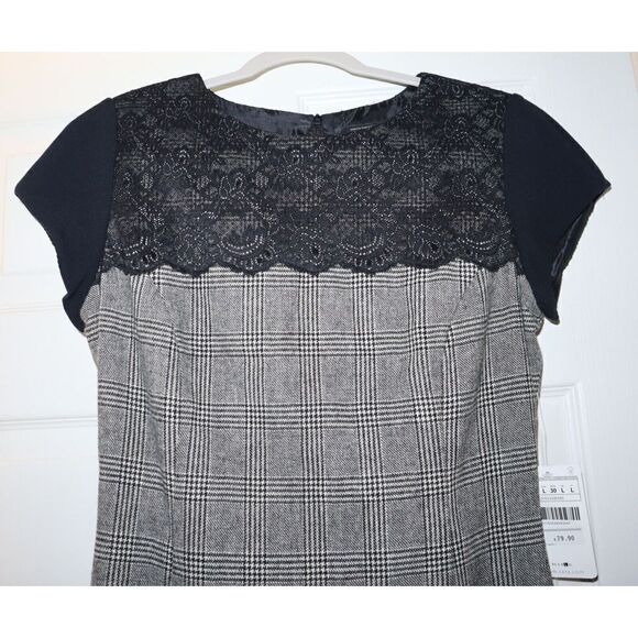 Zara Basic 2753/228/093 Women's Sz L Glen Plaid Wool Blend Sheath Dress $159 - Picture 3 of 14